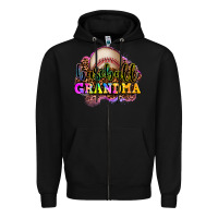 Black baseball grandma Zipper Hoodie - OliviaCreatesArt