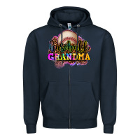 Navy baseball grandma Zipper Hoodie - OliviaCreatesArt