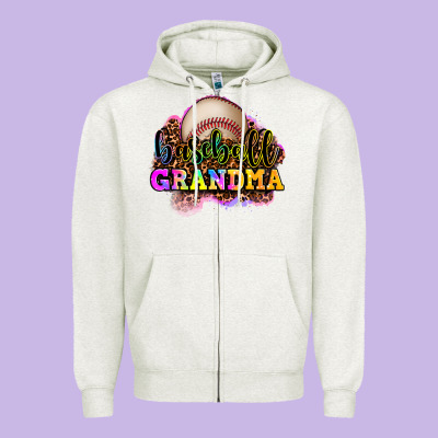 Baseball Grandma Zipper Hoodie Designed By Oliviacreatesart