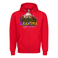 Red baseball grandma Zipper Hoodie - OliviaCreatesArt
