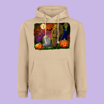 Headstone And Coffin Background Heavyweight Hoodie Designed By Bundleandbundleshop