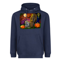 Navy headstone and coffin background Heavyweight Hoodie - BundleAndBundleShop