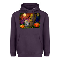 Plum headstone and coffin background Heavyweight Hoodie - BundleAndBundleShop