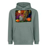 Sage headstone and coffin background Heavyweight Hoodie - BundleAndBundleShop