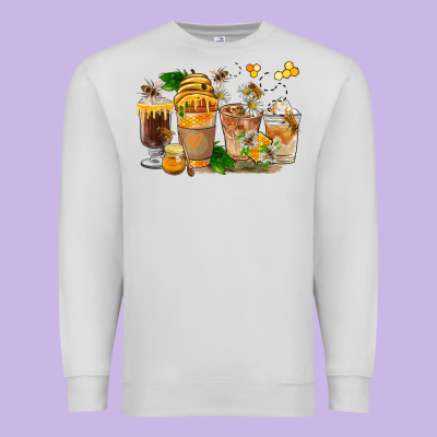 Honey Bee Coffee Cups Premium Sweatshirt Designed By Fadigitalartstudio