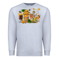 Heather Grey Honey Bee Coffee Cups Premium Sweatshirt - FaDigitalArtStudio