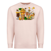 Pale Pink Honey Bee Coffee Cups Premium Sweatshirt - FaDigitalArtStudio