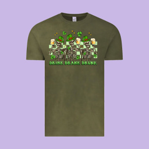 St. Patrick's Day Skeletons Drink Drank Drunk Vintage Tee Designed By Artiststas