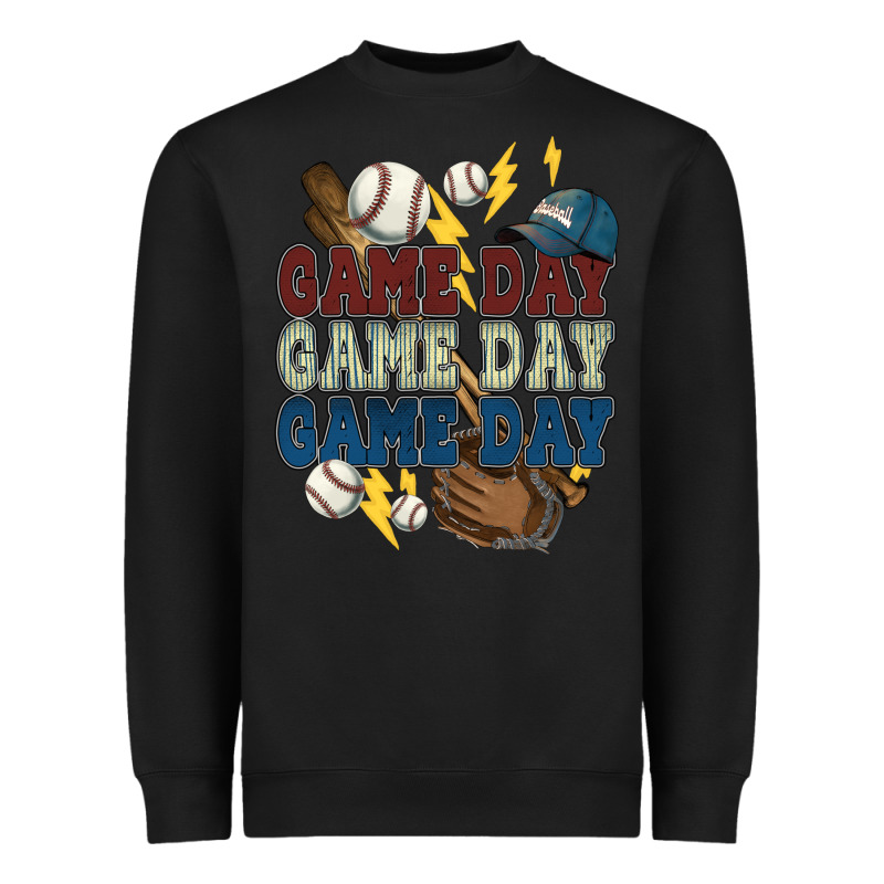 Game Day Lightning Bolt Baseball Heavyweight Sweatshirt by HowdyJamesFarm | Teevron