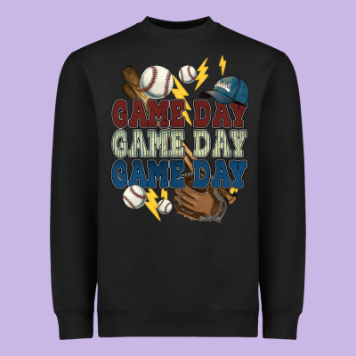 Game Day Lightning Bolt Baseball Heavyweight Sweatshirt Designed By Howdyjamesfarm