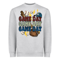 Heather Grey Game Day lightning bolt Baseball Heavyweight Sweatshirt - HowdyJamesFarm