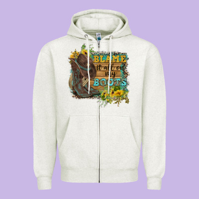 Blame It All On My Boots Zipper Hoodie Designed By Fadigitalartstudio