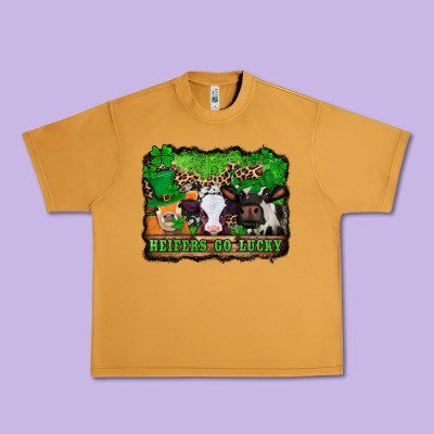 St Patricks Cows Heifers Go Lucky Urban Heavy Tee Designed By Jasminsmagicworld