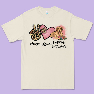 Peace Love Golden Retriever Premium Tee Designed By Jahusdesignshop