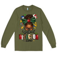 Army Green assistant director life afro messy bun Long Sleeve Tee - texasbilliewilder