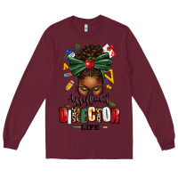 Burgundy assistant director life afro messy bun Long Sleeve Tee - texasbilliewilder
