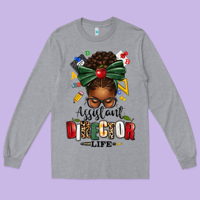 Assistant Director Life Afro Messy Bun Long Sleeve Tee Designed By Texasbilliewilder