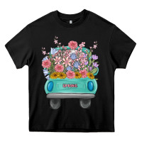 Black truck with flowers Heavy Core Tee - MaliasSmallBusiness