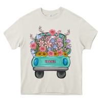 Cream truck with flowers Heavy Core Tee - MaliasSmallBusiness