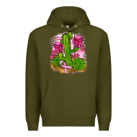 Army Green breast cancer cactus Premium Hoodie - FaDigitalArtStudio
