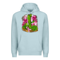 Blue Mist breast cancer cactus Premium Hoodie - FaDigitalArtStudio