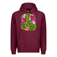 Burgundy breast cancer cactus Premium Hoodie - FaDigitalArtStudio