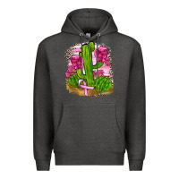 Charcoal Heather breast cancer cactus Premium Hoodie - FaDigitalArtStudio