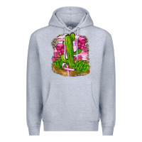 Heather Grey breast cancer cactus Premium Hoodie - FaDigitalArtStudio