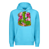 Ocean Blue breast cancer cactus Premium Hoodie - FaDigitalArtStudio