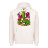 Pale Pink breast cancer cactus Premium Hoodie - FaDigitalArtStudio