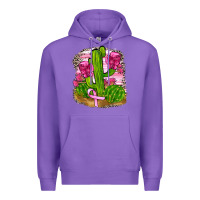 Purple breast cancer cactus Premium Hoodie - FaDigitalArtStudio