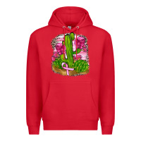 Red breast cancer cactus Premium Hoodie - FaDigitalArtStudio