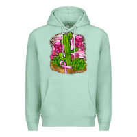 Seafoam breast cancer cactus Premium Hoodie - FaDigitalArtStudio