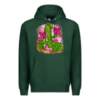 Sports Green breast cancer cactus Premium Hoodie - FaDigitalArtStudio