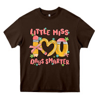 Chocolate Brown little miss 100 days smarter Heavy Core Tee - MaliasSmallBusiness