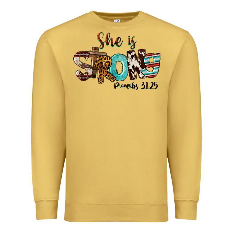 She Is Strong Proverbs 31 25 Premium Sweatshirt by FaDigitalArtStudio | Teevron