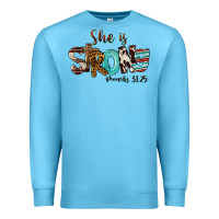 Ocean Blue She Is Strong Proverbs 31 25 Premium Sweatshirt - FaDigitalArtStudio