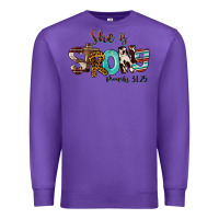 Purple She Is Strong Proverbs 31 25 Premium Sweatshirt - FaDigitalArtStudio