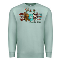 Seafoam She Is Strong Proverbs 31 25 Premium Sweatshirt - FaDigitalArtStudio