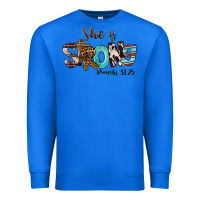True Royal She Is Strong Proverbs 31 25 Premium Sweatshirt - FaDigitalArtStudio