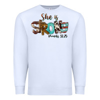 White She Is Strong Proverbs 31 25 Premium Sweatshirt - FaDigitalArtStudio