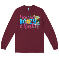 Burgundy Beaches boozy besties Summer Long Sleeve Tee - NancyCooperArtShop