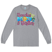 Heather Grey Beaches boozy besties Summer Long Sleeve Tee - NancyCooperArtShop