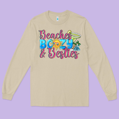 Beaches Boozy Besties Summer Long Sleeve Tee Designed By Nancycooperartshop