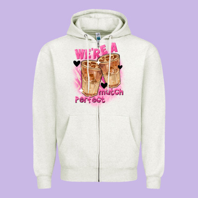 We're A Perfect Match Valentine's Day Zipper Hoodie Designed By Fadigitalartstudio