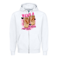 White We're a perfect match Valentine's Day Zipper Hoodie - FaDigitalArtStudio
