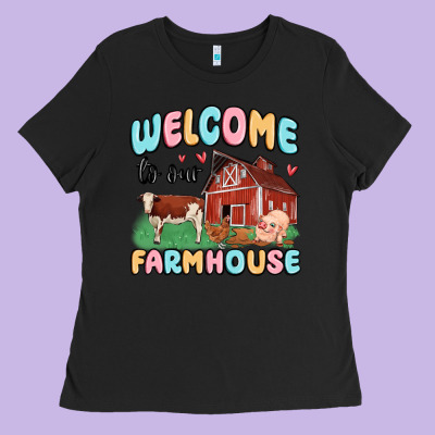 Welcome To Our Farmhouse Ladies Tee Designed By Maliassmallbusiness