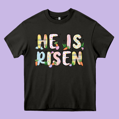 He Is Risen Heavy Core Tee Designed By Maliassmallbusiness