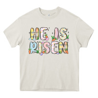 Cream he is risen Heavy Core Tee - MaliasSmallBusiness