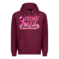 Burgundy Breast Cancer Chemo hair don't care Premium Hoodie - FaDigitalArtStudio